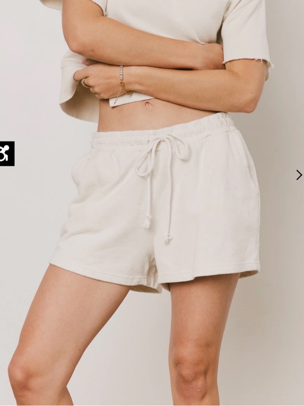 bohme Cream Drawstring Athletic Lounge Shorts